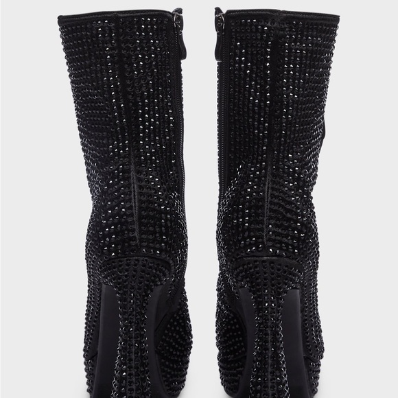 Rhinestones Lace Up Platform Booties Size 7 - Picture 3 of 16